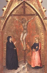 Ristiinnaulitseminen Neitsyt Marian ja Johannes Teologin kanssa, n. 1330 (tempera paneelissa)