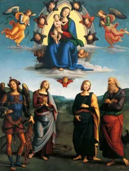 Madonna in Glory, n. 1500-1501, Pietro Perugino (n. 1450-1523), öljy puulle, 330x265 cm.