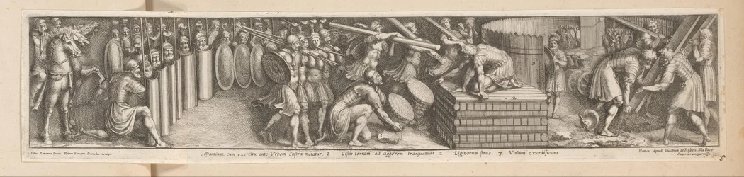 Sotilaat perustivat leirin Constantinus, cum exercitu, ante Urbem Castra metatur (otsikko esineessä) Keisari Konstantinuksen historia (sarjan nimi)