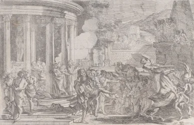 Sinorix kuljetettiin Artemiksen temppelistä yrittäessään paeta myrkyn vaikutuksia..., n. 1640.