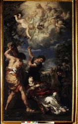 Pyhän Stefanoksen marttyyrikuolema. Pyhän Stefanoksen marttyyrikuolema. Pierre de Cortonan maalaus (Pietro Berrettini, joka tunnetaan nimellä Pietro da Cortona