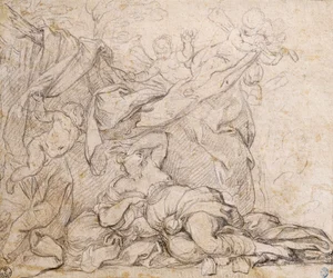 Venus, opinnäytetyö Jumalaisen kaitselmuksen voittoa varten, fresko Palazzo Barberinin salin holvissa, Rooma.