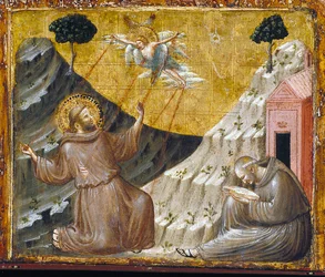 Pyhä Franciscus vastaanottamassa Stigmatat (tempera ja kulta puulla)