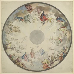 Suunnitelma kupoliin Vanhan ja Uuden testamentin hahmoilla, 1720-1804.