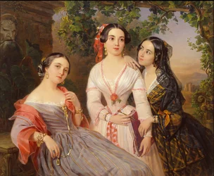 Sisarten muotokuva kreivit Elizabeth Salis De Tournemire, Sofia Sukhovo-Kobalina ja Eudokia Petrovo-Solovo, 1847