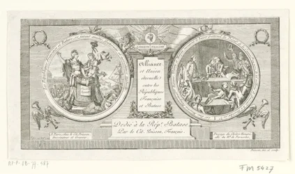 Medaillon op de Alliantie tussen de Franse en de Bataafse Republieken, 1795 Ranskan ja Batavian tasavaltojen liitto ja ikuinen liitto (otsikko esineessä)