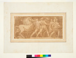Frieze osalla Roman Triumph (kynä ja ruskea muste ja ruskea pesu)
