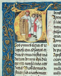 Seminaarilaisten vihkiminen papeiksi piispa Erasmus Ciołekin pontifikaalista, noin 1510