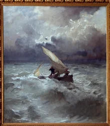 Tempete en mer (Myrsky merellä) Pompeo Marianin (1857-1927) maalaus 1898 Koko 145x135 cm Genes, Galleria d