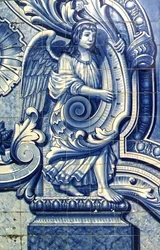 Koristeellinen paneeli, joka kuvaa enkeliä, Lamego, Portugali. 1738 (keraamiset laatat)