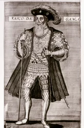 VASCO DA GAMA: kuvitus Luis Camoesin teoksesta "OS LUSIADAS", Lisboa 1572.