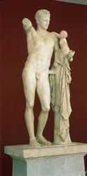 Hermes ja Dionysos-lapsi, patsas noin vuodelta 330 eaa.