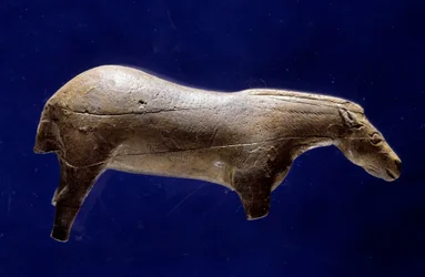 Esihistoriallinen taide (keskinen Madeleinen kulttuuri): mammutinluusta veistetty kolmiulotteinen hevosveistos Espeluguesin luolasta (Hautes-Pyrénées). Mitat: 0,073 x 0,035 x 0,017 m. Saint-Germain-en-Laye, kansallinen arkeologinen museo