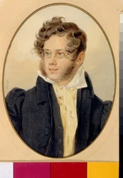 Prinssi Piotr Andreievitch Viazemskin muotokuva (Pierre Wiazemsky) (1792-1878), runoilija russe (runoilijaprinssi Pjotr ​​A. Vjazemskyn muotokuva). Oeuvre de Pjotr ​​(Piotr) Fjodorovitš Sokolov (Pierre Sokolov) (1791-1848)