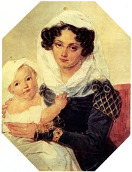 Muotokuva kreivitär Maria N. Volkonskajasta 1805-1863 pojan Nikolain kanssa, 1826