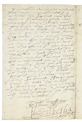 Ranskankielinen kirje Englannin Elizabeth I:ltä ranskalaiselle Henri IV:lle, n. 1596