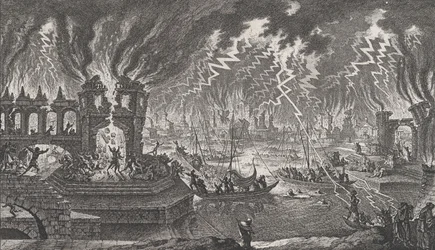 Näkymä tulipalosta, 1700-luku.