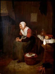 Vanhan naisen muotokuva Quinringh (Quiringh) Gerritsz Van Brekelenkam (1620-1668) 1600-luvun Madridin Prado-museo