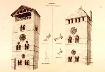 Fragmentteja Baronial Residences, Cahors, Ranska, julkaisusta "Esimerkkejä kunnallisista, kaupallisista ja katuarkkitehtuurista Ranskassa ja Italiassa 1100-1400-luvulla", publ. kirjoittanut W. Mackenzie