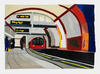 Hampstead Tube, 2023 (akryyli ja kollaasi paperille)