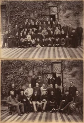 Bishop Cotton Schoolin alkeisluokka, Shimla (etupuoli); Bishop Cotton Schoolin ylempien luokkien oppilaita ja opettajia, Shimla (kääntöpuoli)