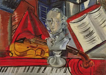 Kunnianosoitus Mozartille, noin 1945 (öljy kankaalle).
