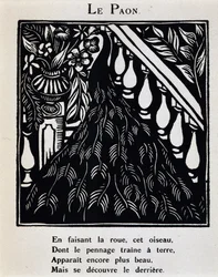 Riikinkukko - Apollinairen teoksessa "Le Bestiaire ou cortège d