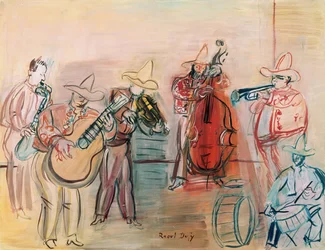 Meksikolaista jazzia (vesiväri ja guassi paperille)