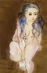 Alaston nainen istumassa; Femme Nue Assise