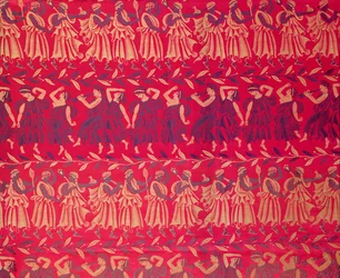 "Orfeuksen saattue", Raoul Dufyn (1878-1953) suunnittelema silkkidamasti, Bianchini-Ferierin kutoma.