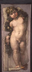 Putto festoonin kanssa (freskofragmentti)