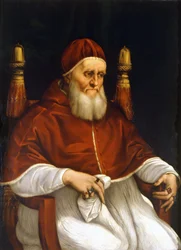 Paavi Julius II:n (1503-1513) muotokuva. Firenze, Uffizin taidegalleria.
