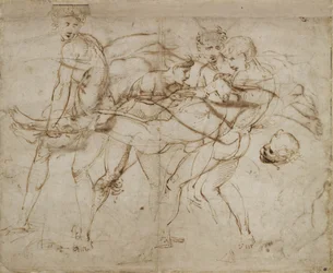 The Death of Adonis (kynä ja ruskea muste luonnonvalkoiselle paperille)