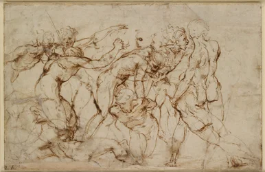 Escena de batalla amb presoners en pànic, finès de principis del segle XVI