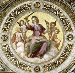 Lady Justice Fresco Stanza della Segnaturassa, noin 1510-1511.