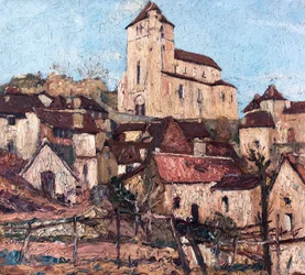 Saint-Cirq-Lapopie (Lot) (öljy puulle)