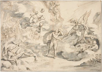 Aeolus tottelee Junosin komentoa luoda myrsky, n. 1683-1684 (kynä ja muste pesulla paperille)
