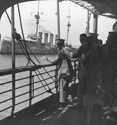 Brittijoukot joukkolaivalla, ensimmäinen maailmansota, vuodelta 1914