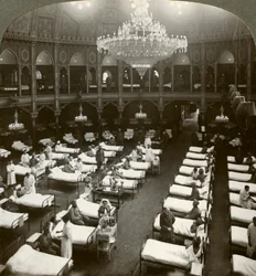 Brightonissa, Sussexissa, ensimmäisen maailmansodan aikana 1914-1918 sijaitsevan tilavan sairaalan sisustus.