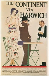 Reginald E. Higgins: Harwichin kautta mantereelle. Iso-Britannia ... (litografia).