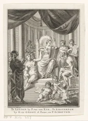 Allegorinen esitys historialla, totuudella, muinaisella tiedolla ja varovaisuudella Turkkilaisten nykyhistoria (otsikko esineessä) Nimisivu: S.n., Hedendagche historie tai Yleisen historian jatko, 1767