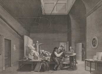 Piirustusakatemia Felix Meritis -seurassa Amsterdamissa, n. 1800.