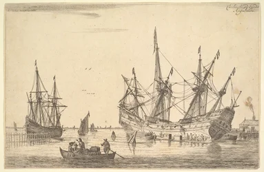 Miehet tiivistämässä laivan runkoa, 1600-luku.