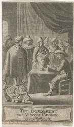 Kauppias kirjoituspöydän ääressä Nimisivu: J. van der Does e.a., Verscheyde voyagien, ofte reysen, 1652