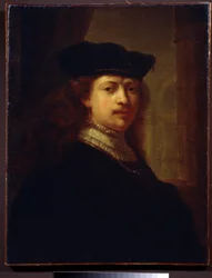 ""Muotokuva maalari Harmenszoon van Rijn Said Rembrandtista (1606-1669)"" Maalaus Rembrandtin seurueesta. 1600-luvun Pushkin-museo, Moskova