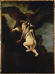 Ganymede kotkan kynsissä (öljy kankaalle)