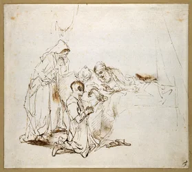 Isaac Blessing Jacob (musta liitu paperille)