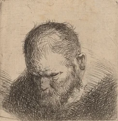 Parrakas mies katsoo alas, mahdollisesti 1631.