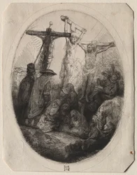 Kristus ristiinnaulittu kahden varkaan väliin: soikea lautanen, n. 1641.