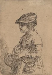 Tyttö korin kanssa, c. 1642.